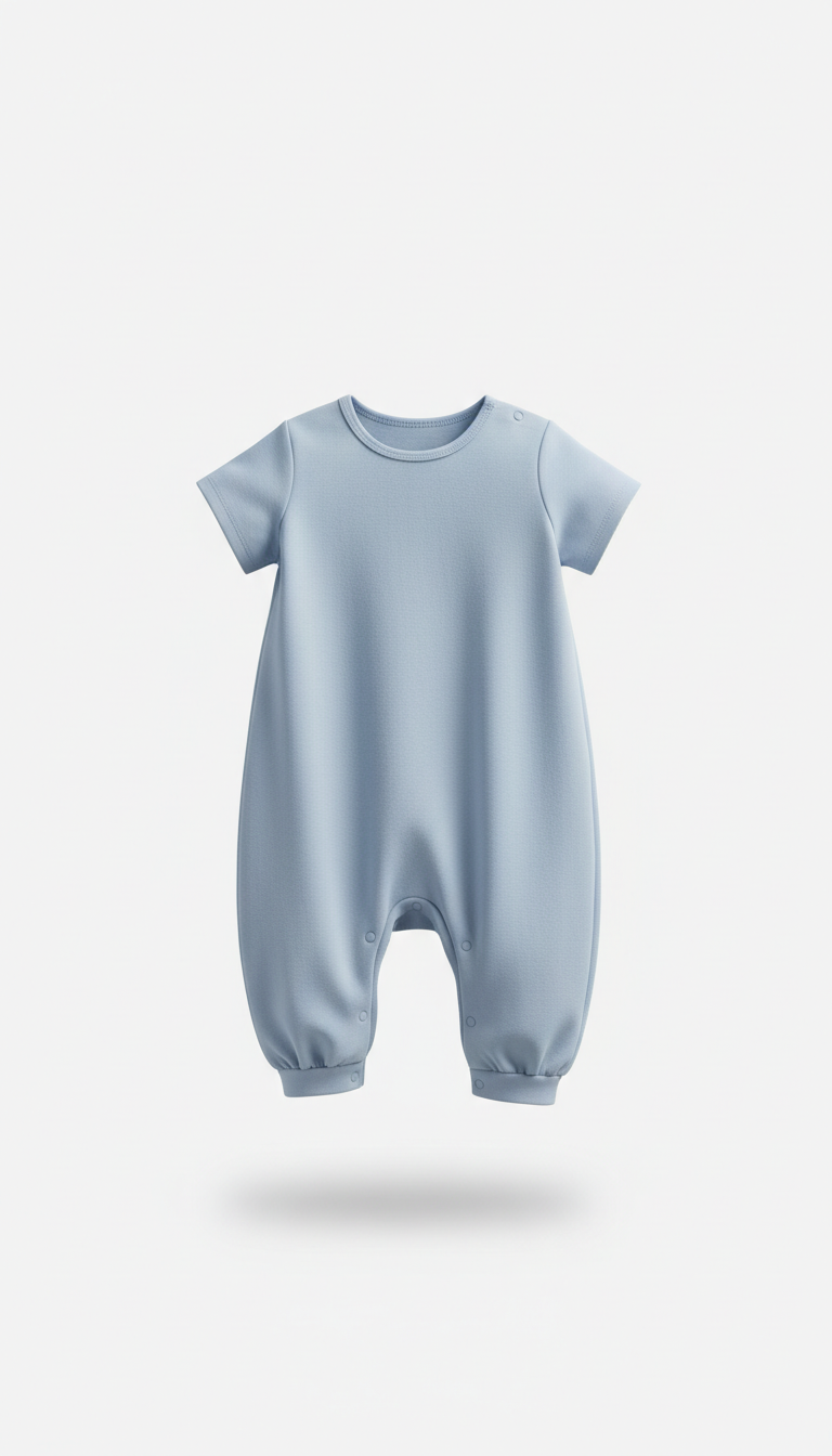 Soft Blue Cotton Romper